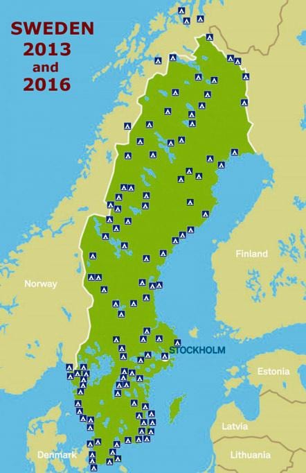 Suécia acampamento mapa