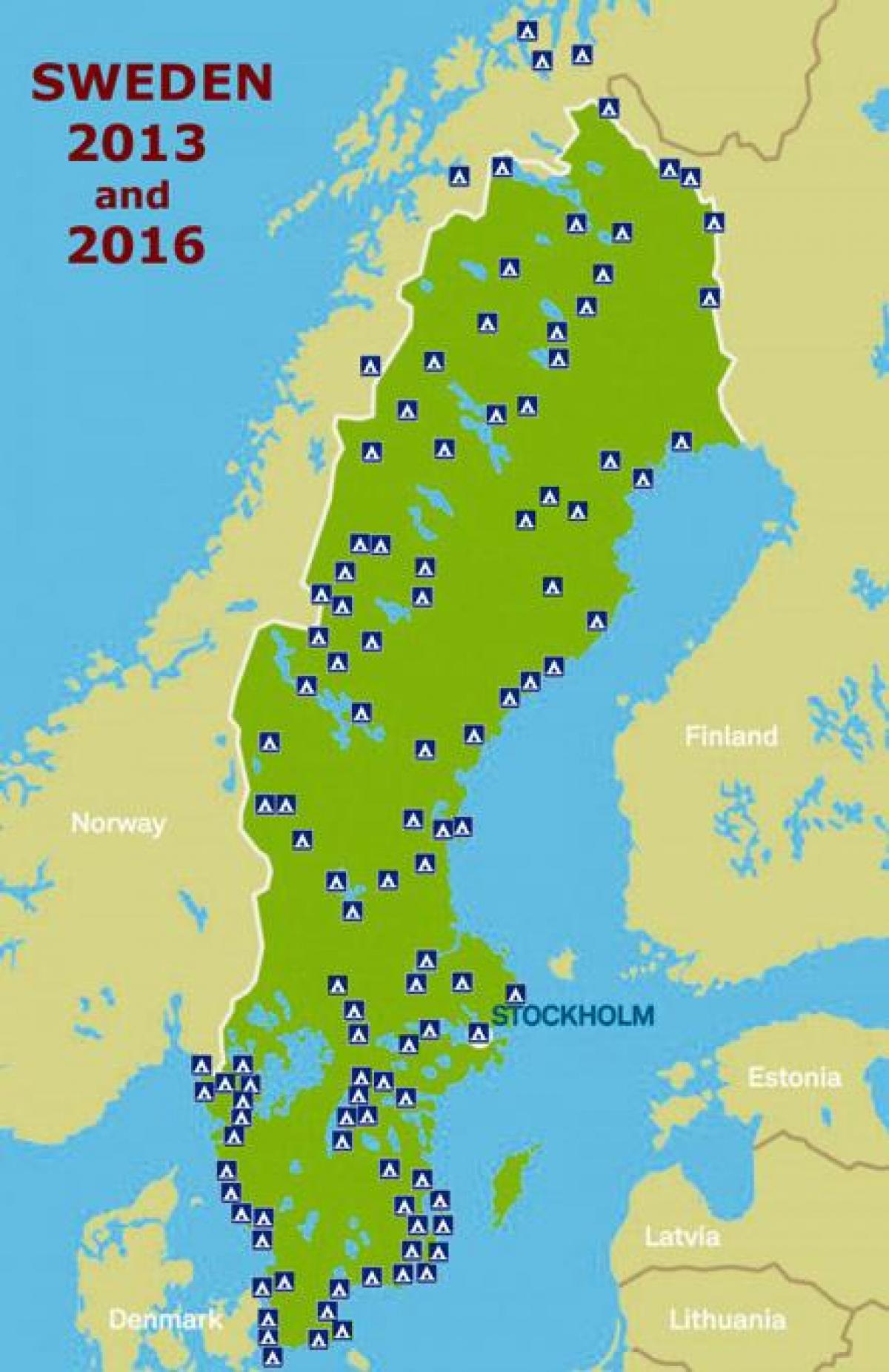 Suécia acampamento mapa