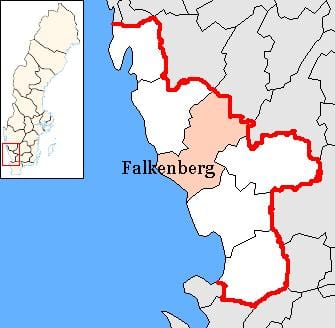 mapa de Falkenberg Suécia