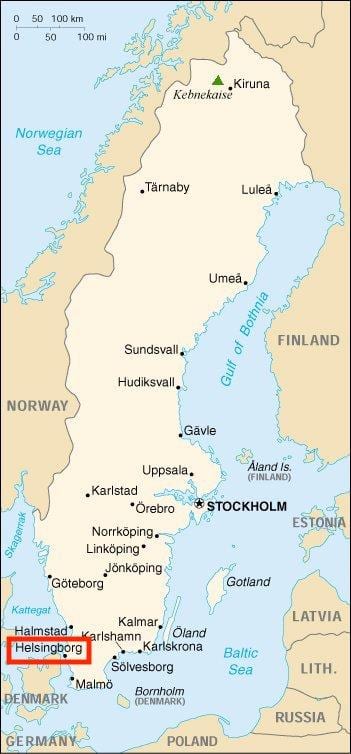 mapa de Helsingborg, Suécia