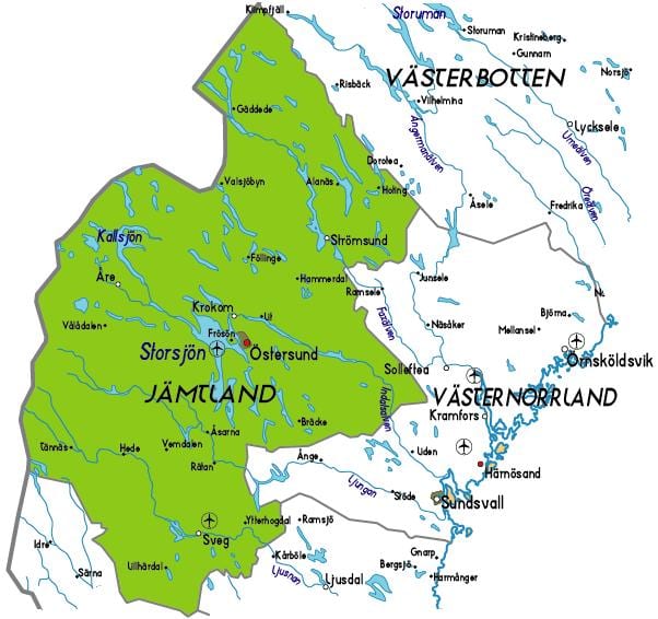 mapa de Jamtland Suécia