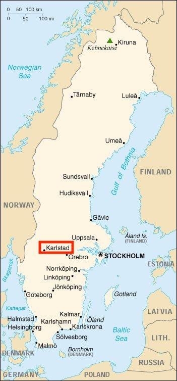 mapa de Karlstad, Suécia