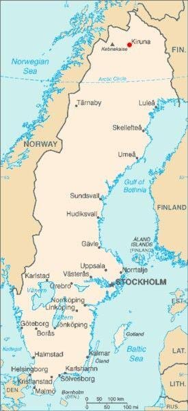 mapa de Kiruna, Suécia