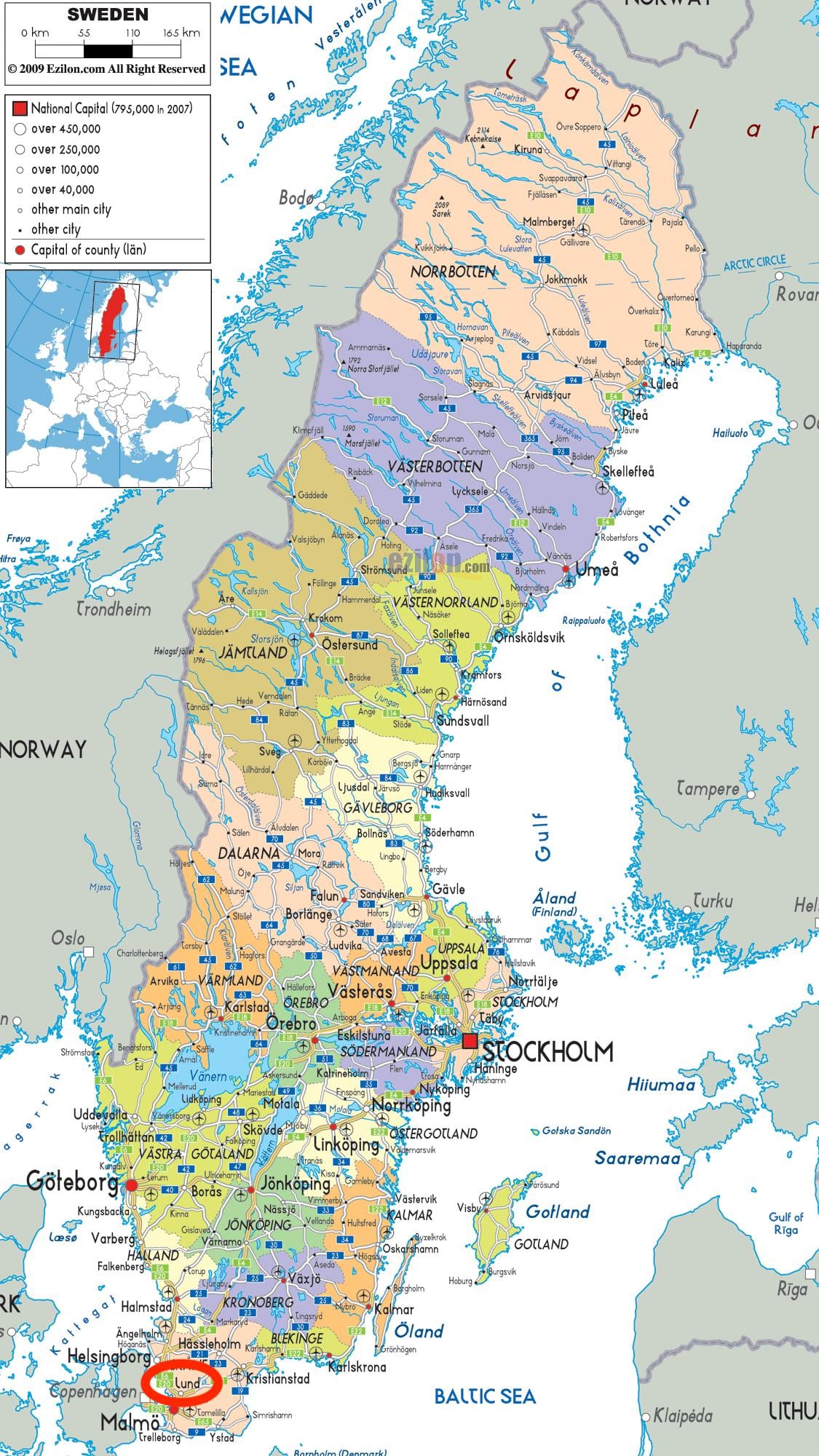 mapa de lund, Suécia
