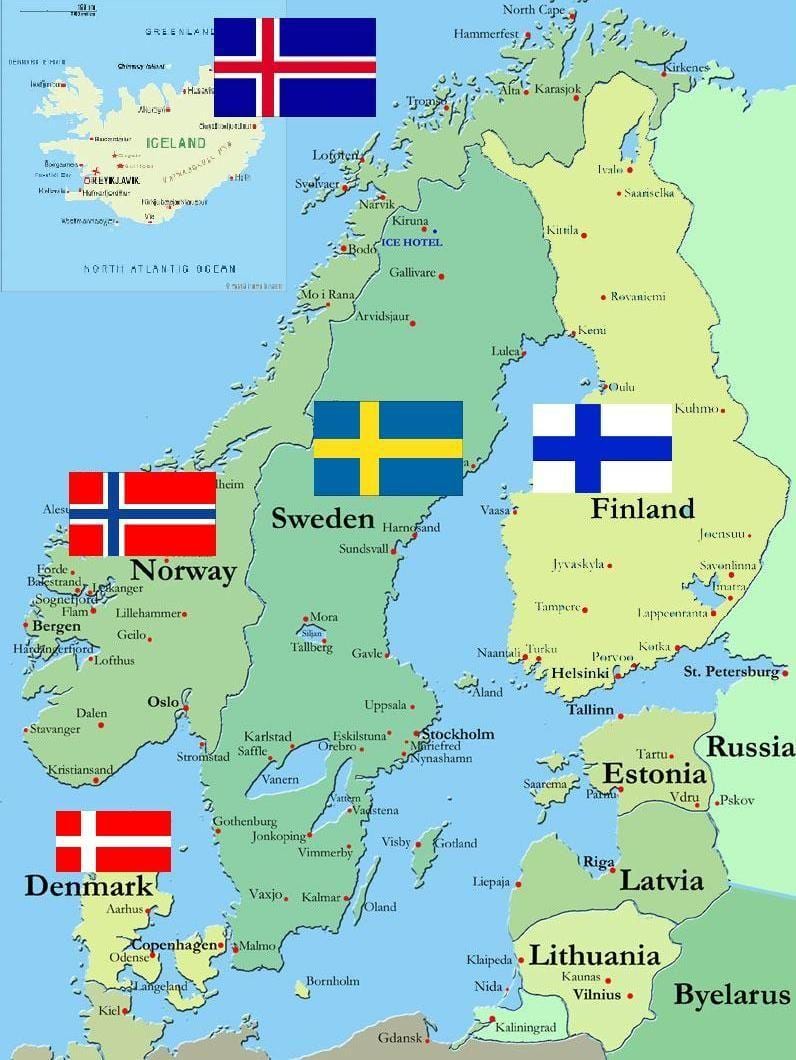 Suécia surround países mapa