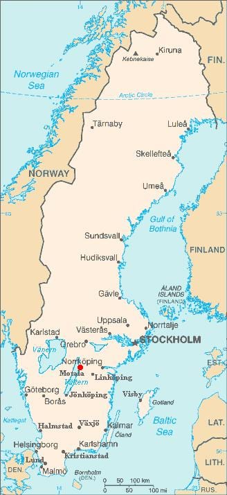 mapa de Motala, Suécia