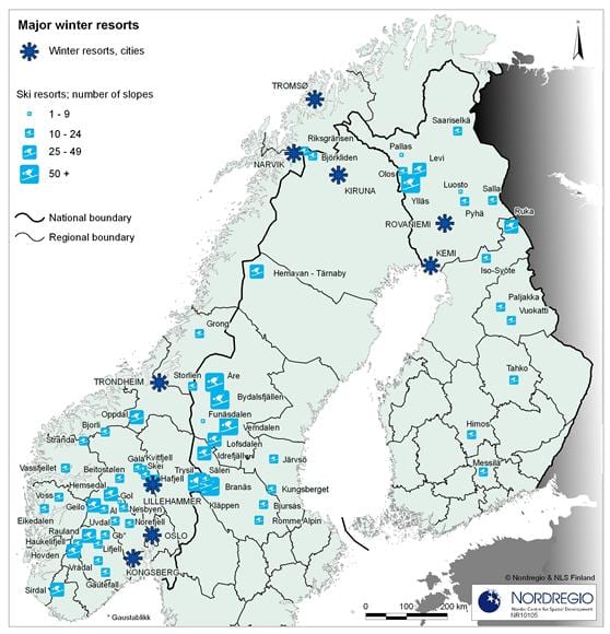 Sueco estâncias de esqui mapa