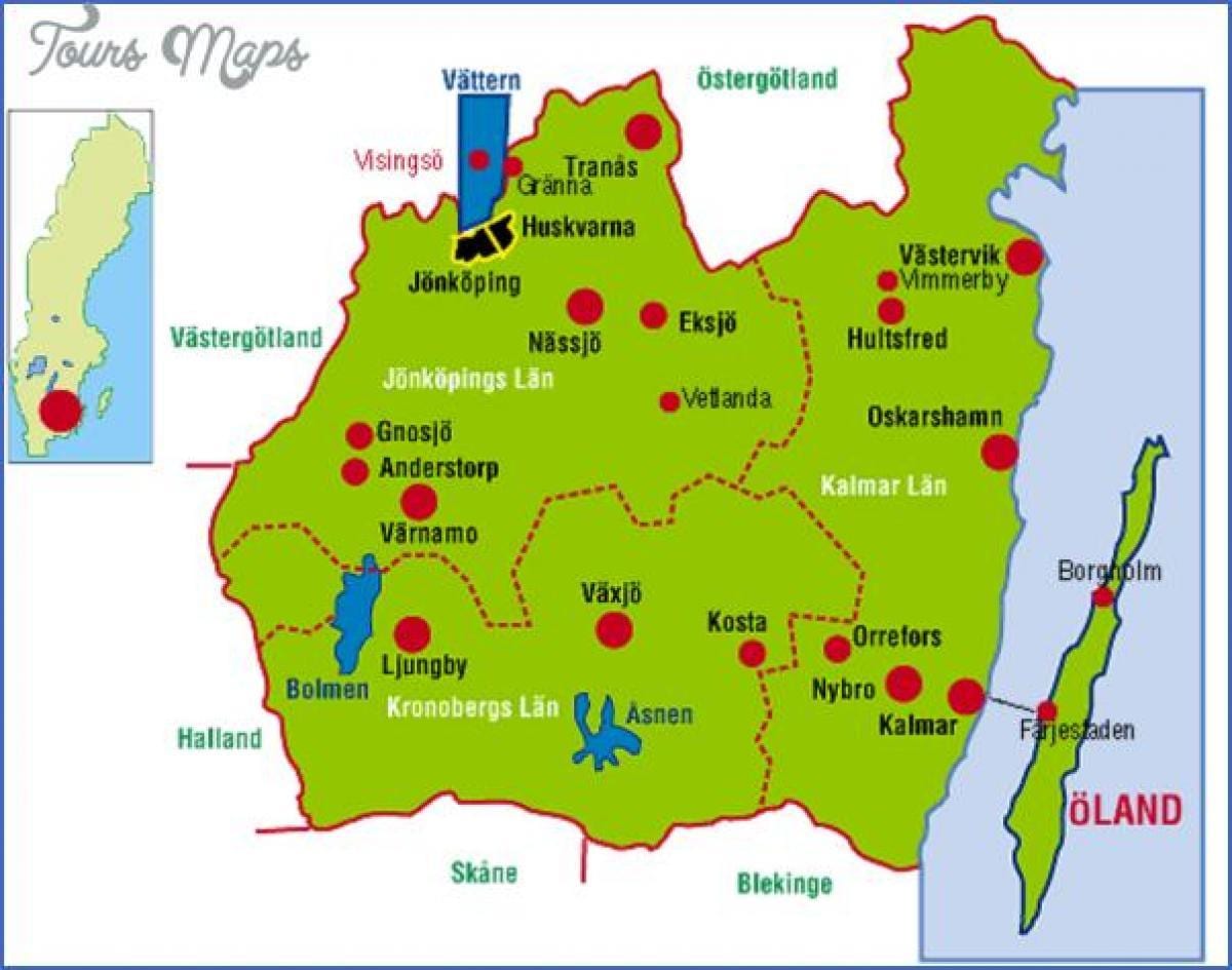 mapa de Smaland, Suécia