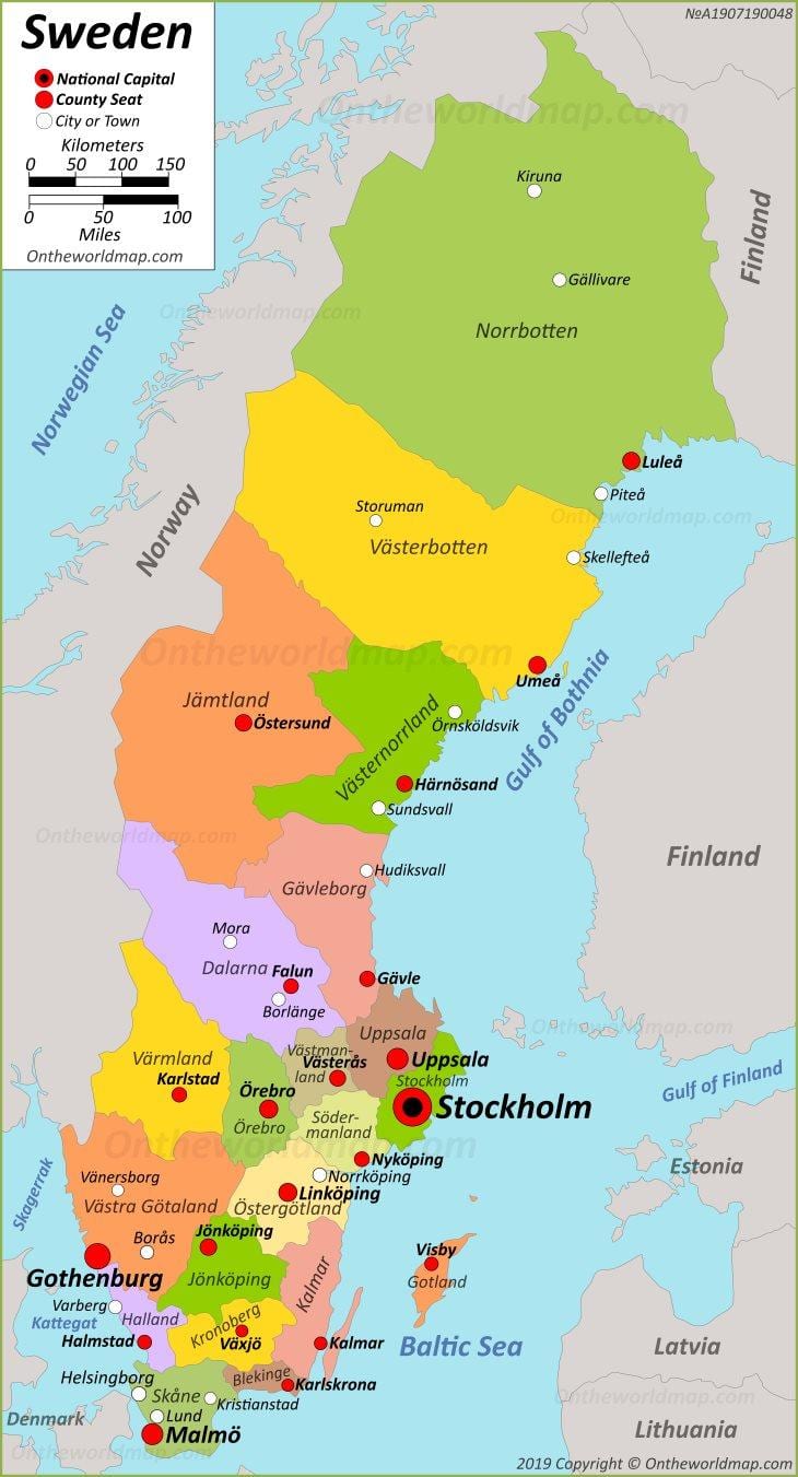 capital da Suécia mapa
