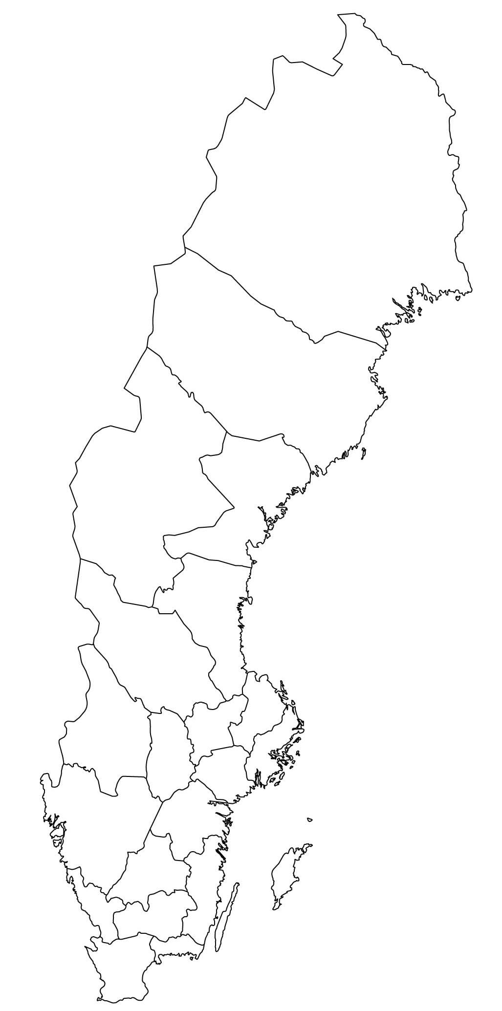 mapa de contorno da Suécia