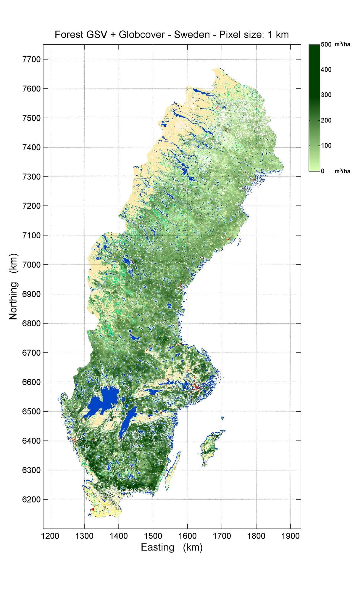 mapa da Suécia florestas