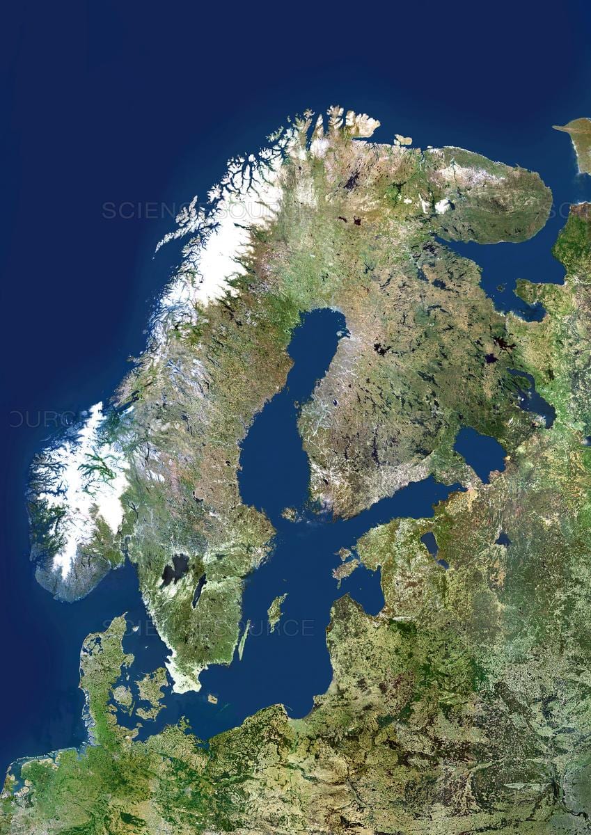 mapa da Suécia por satélite