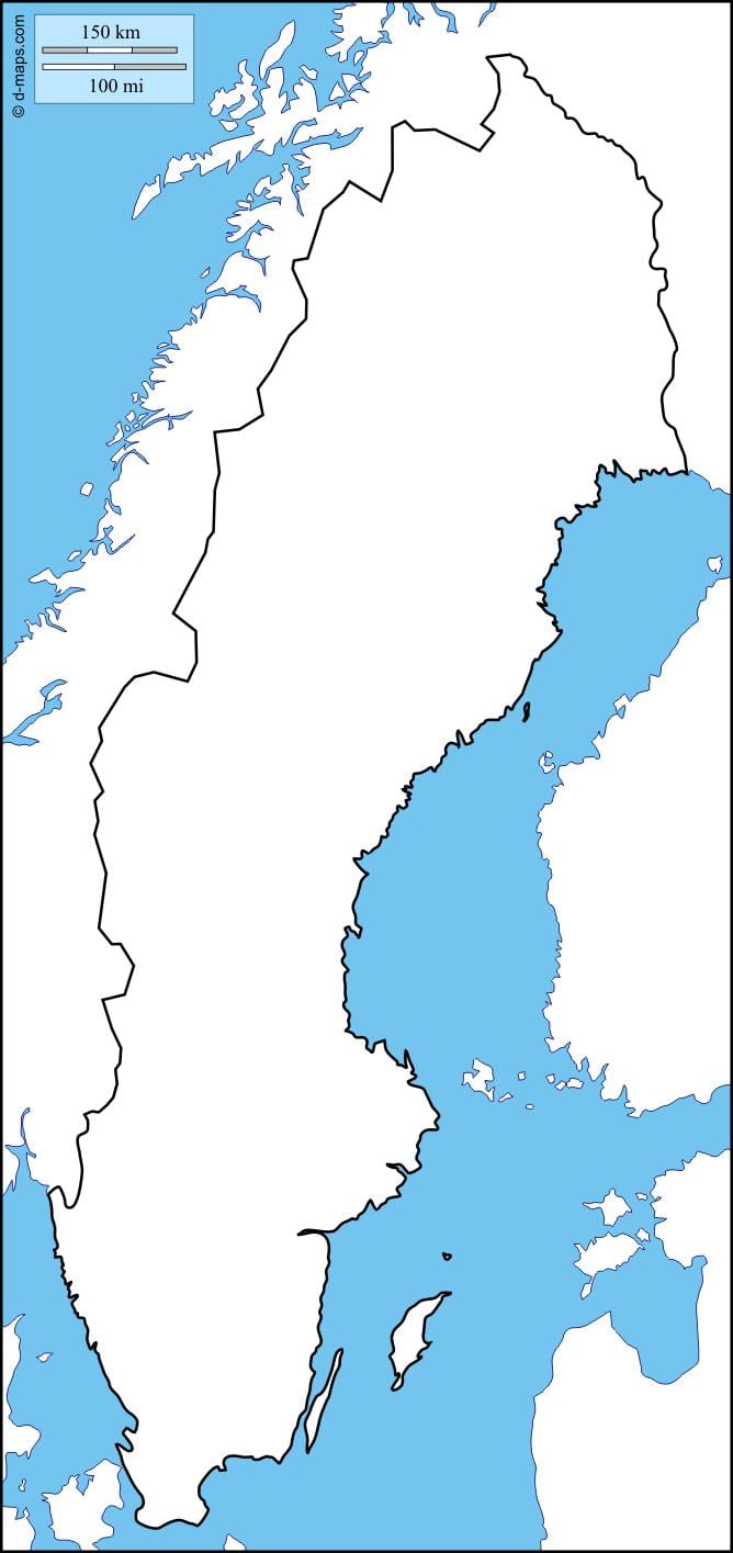 mapa em branco da Suécia