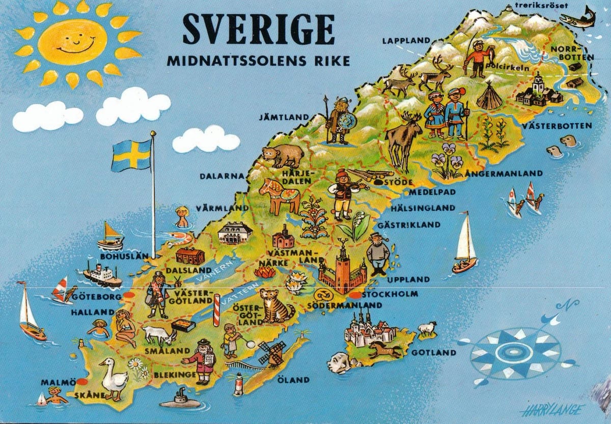 mapa turístico da Suécia
