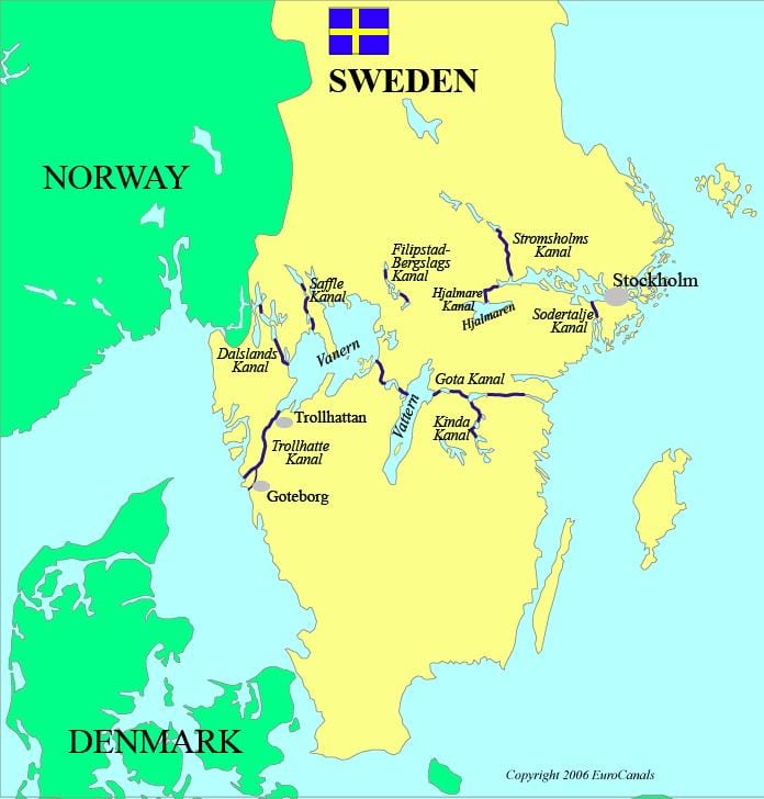 mapa do sueco canais