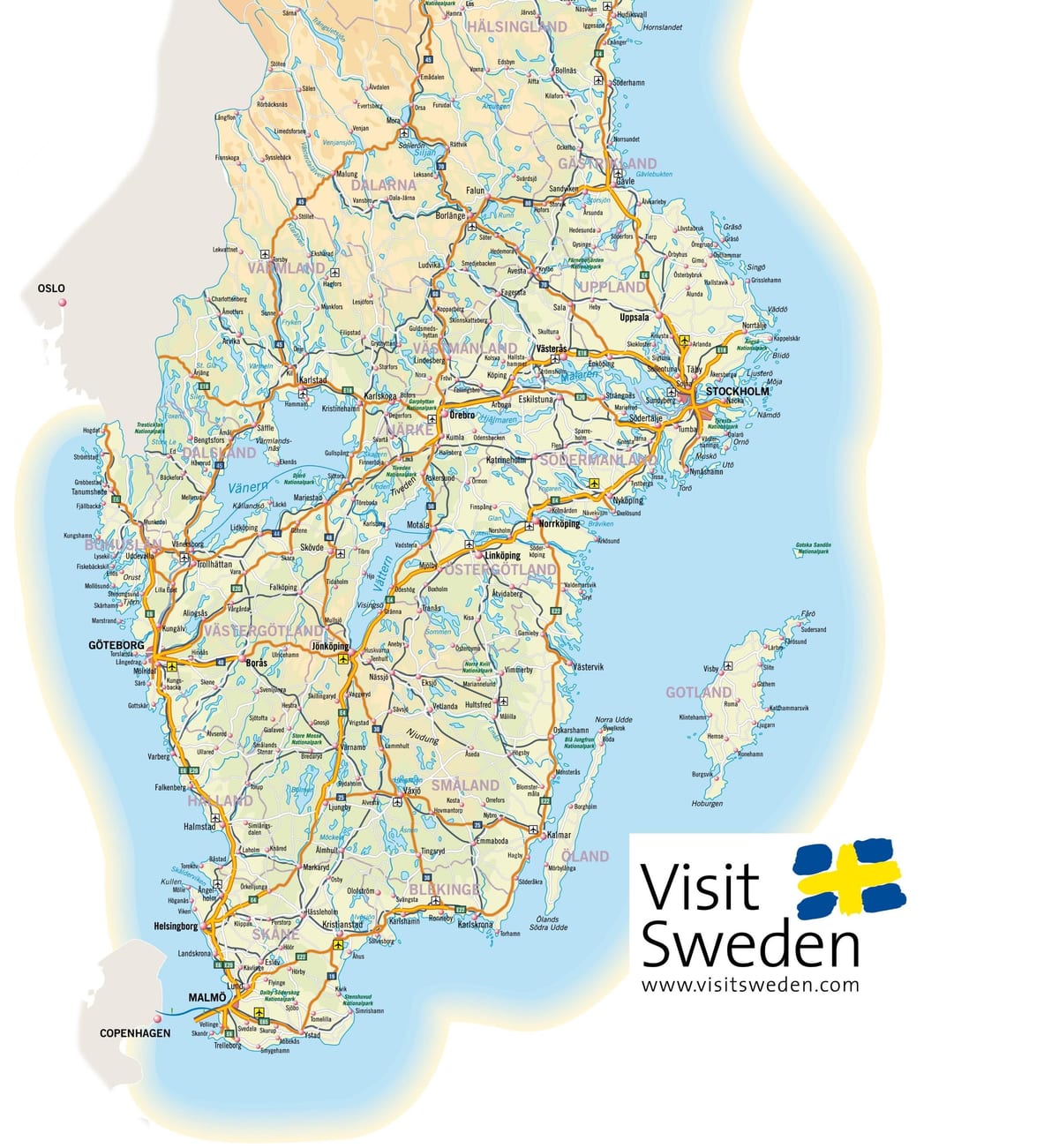 mapa do sul da Suécia