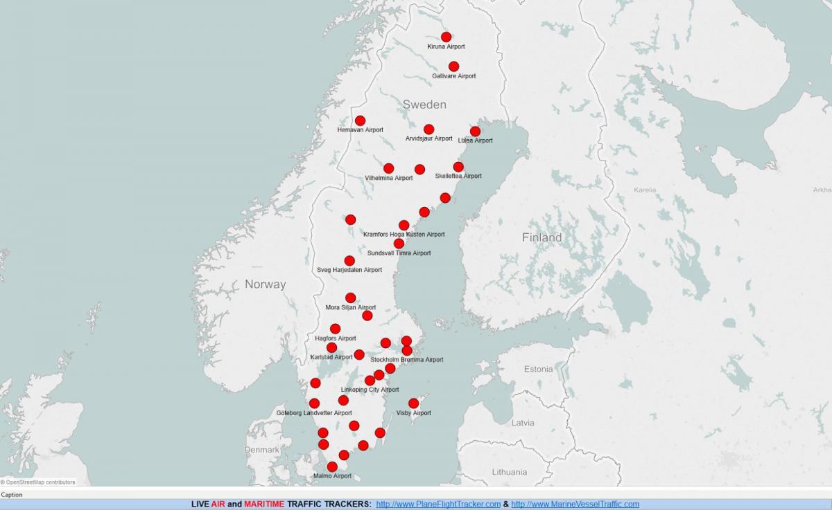 Su Cia Aeroportos Mapa Mapa Da Su Cia Aeroportos Norte Da Europa   Suécia Aeroportos Mapa 