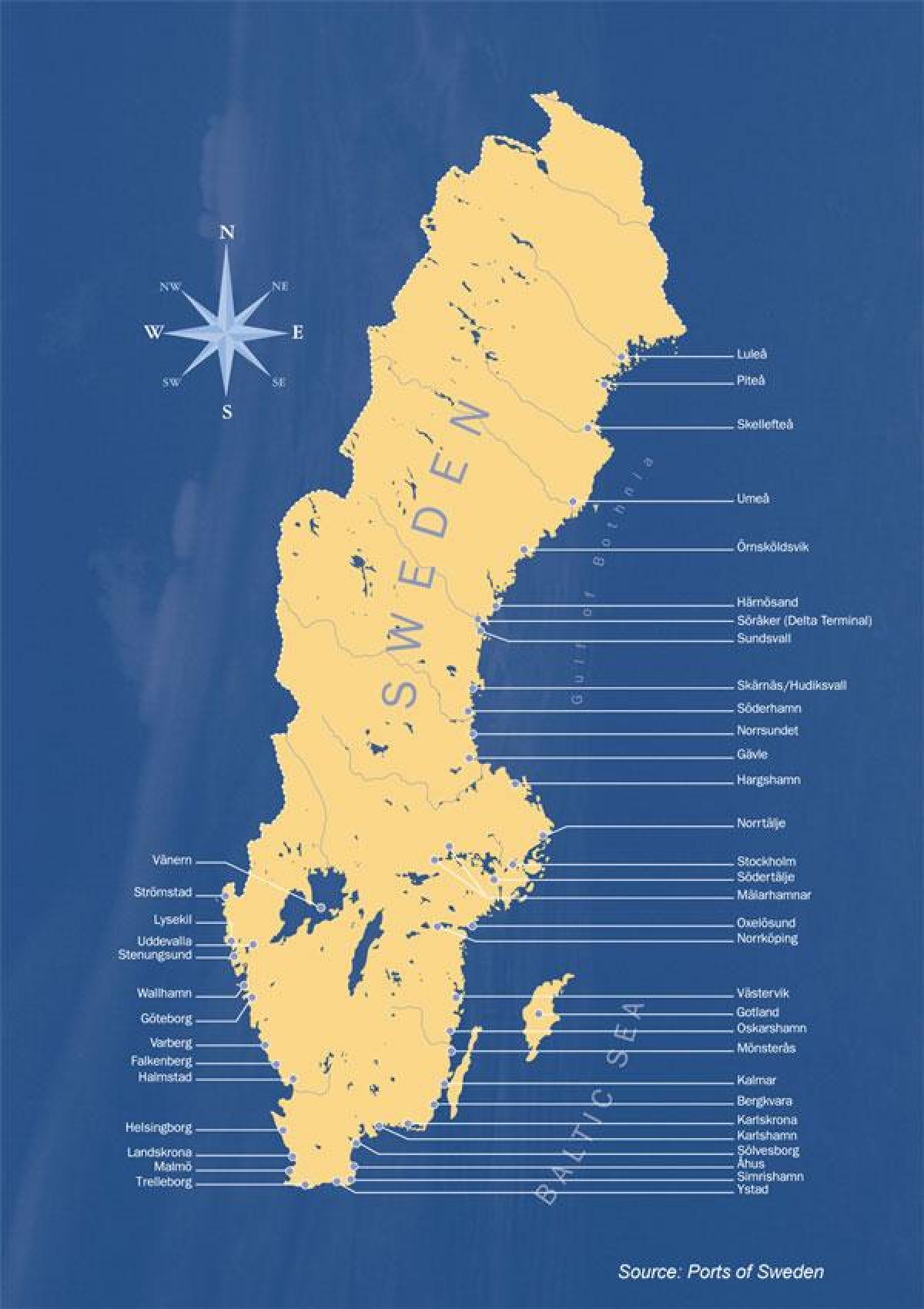 mapa da Suécia portas