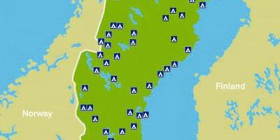 Suécia acampamento mapa