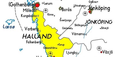 Mapa de Halland Suécia