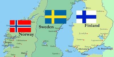 Suécia surround países mapa