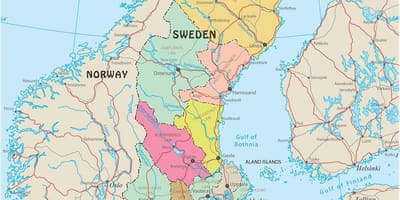 Mapa político da Suécia