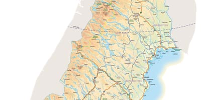 Mapa do norte da Suécia