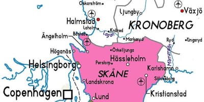 Mapa de Skane Suécia
