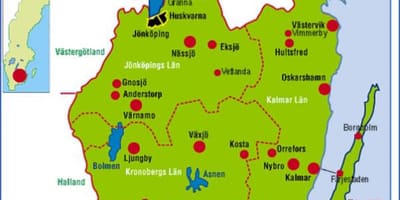 Mapa de Smaland, Suécia
