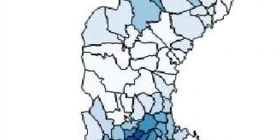 Mapa da Suécia chuva