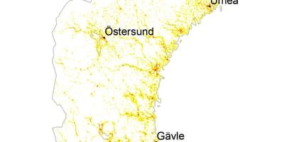 Densidade populacional mapa da Suécia