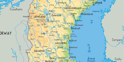 Mapa geográfico da Suécia