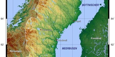 Mapa topográfico da Suécia
