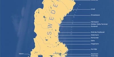 Mapa da Suécia portas