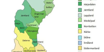 Mapa das províncias da Suécia