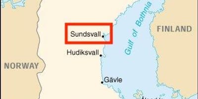 Mapa de Sundsvall, Suécia